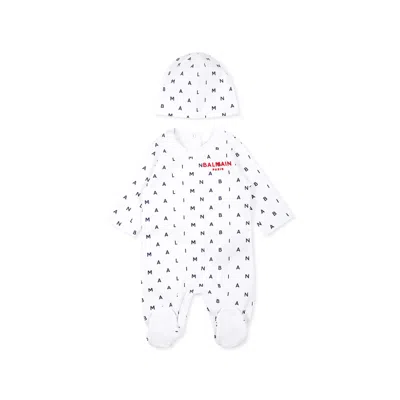 Balmain White Babaygrow Set For Babykids With Logo