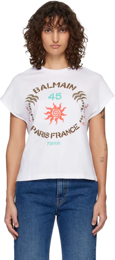 Balmain White ' Club 45' Boxy T-shirt
