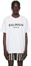 Balmain White Crewneck T-shirt With Contrasting Logo Lettering Print In White