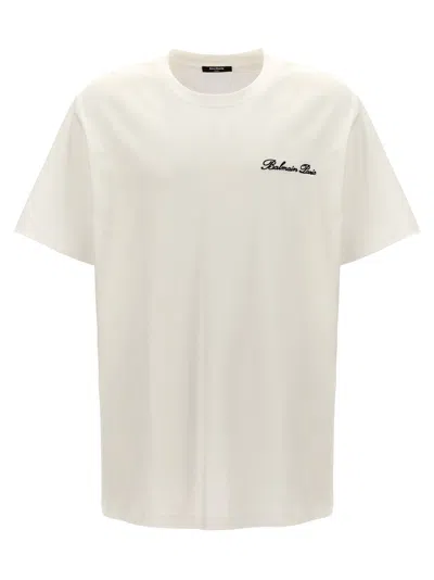 BALMAIN WHITE BALMAIN SIGNATURE T-SHIRT