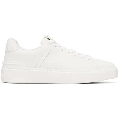 Balmain White B-court Calfskin Sneakers