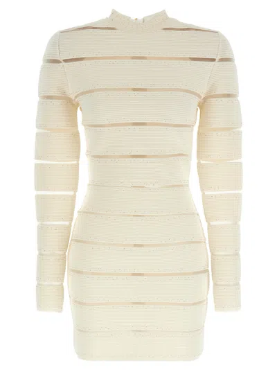 Balmain Mesh Sequin-embellished Bodycon Mini Dress In Neutral