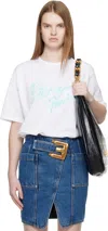 Balmain White Boxy ' Paris' Brush Print T-shirt In White