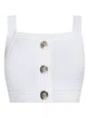 Balmain Cotton Blend Top Button Embellishments In White