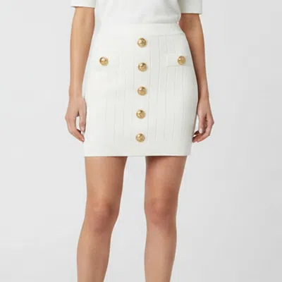 Pre-owned Balmain White Button Embellished Rib Knit Mini Skirt S