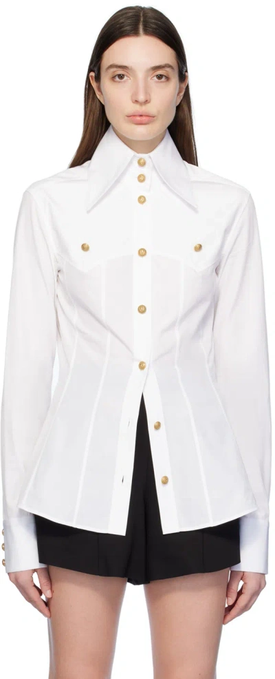 Balmain White Button Shirt In 0fa Blanc