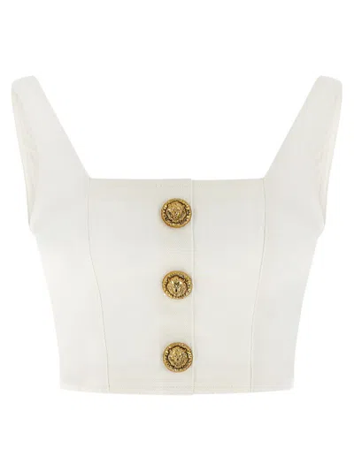BALMAIN WHITE BUTTON TOP