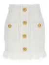 Balmain Eyelash Crop Top With Logoed Buttons In White