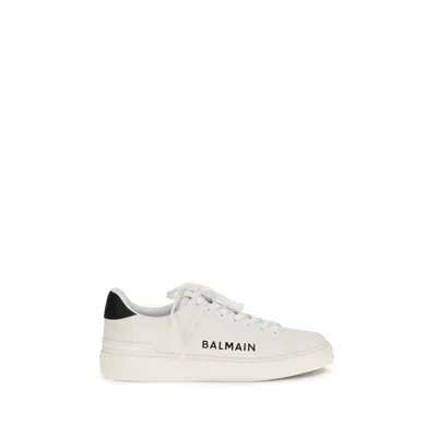 Balmain Calfskin Logo Motif Lace-up Sneakers With Black Heel Counter In Multi