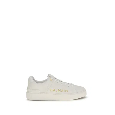 Balmain White Calf Leather Bos Taurus Low Top Women's Sneakers