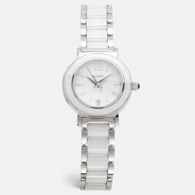 Pre-owned Balmain White Ceramic Stainless Steel B3896.33.22 Women's Wristwatch 29 Mm