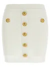 Balmain Knit Mini Skirt With Embossed Buttons Women In White