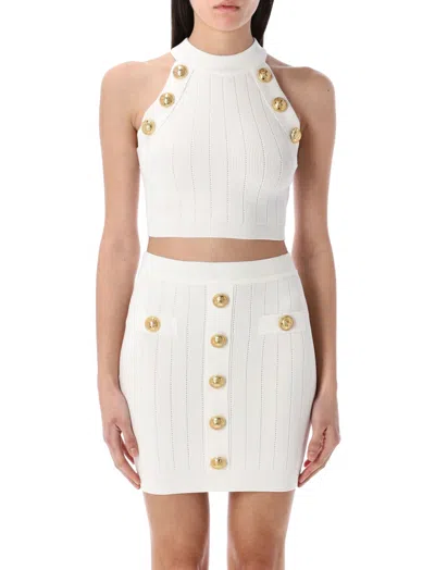 BALMAIN WHITE COIN-BUTTONS DETAILED TOP
