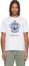 Balmain Short-sleeved T-shirt With College Emblem Print In White