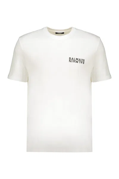 Balmain White Comfortable T-shirt With Casual Logo