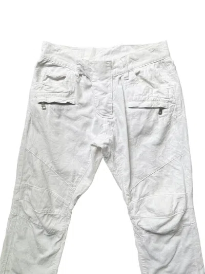 Pre-owned Balmain White Corduroy Biker Pants