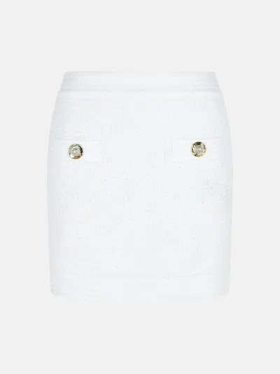Balmain White Cotton Blend Miniskirt