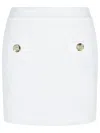 Balmain Cotton Blend Miniskirt Gold-tone Buttons In White