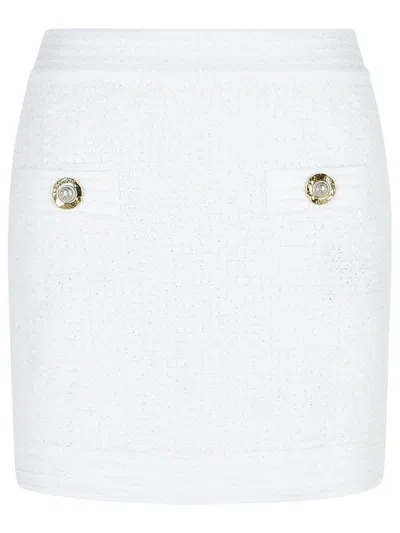 Balmain White Cotton Blend Miniskirt