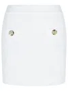 Balmain Cotton Blend Miniskirt Gold-tone Buttons In White