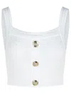 Balmain Cotton Blend Top Button Embellishments In White