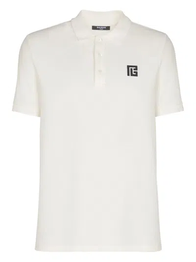 Balmain Polo Shirt Short Sleeves Ribbed Cuffs Collar In White