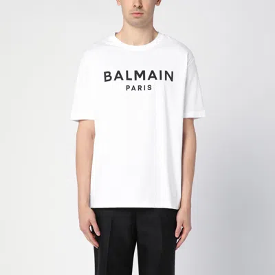 Balmain White Cotton Crew-neck T-shirt With Logo