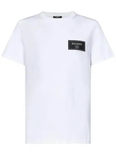 Balmain White Cotton Jersey T-shirt With Couture Label