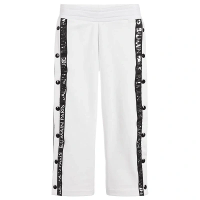 Balmain White Cotton Logo Joggers