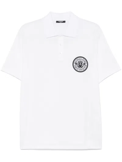 BALMAIN MEN WHITE COTTON POLO SHIRT, XXL LUXURY POLOS FOR MEN DARVEYS