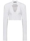 Balmain White Cotton Poplin Cropped Shirt In White