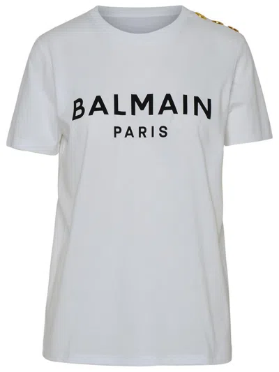 BALMAIN BALMAIN WHITE COTTON T-SHIRT