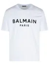 Balmain White Crewneck T-shirt With Contrasting Logo Lettering Print In White