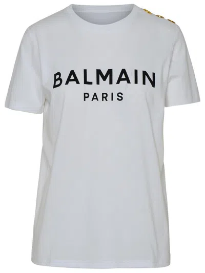 BALMAIN BALMAIN WHITE COTTON T-SHIRT