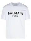 Balmain Crew Neck T-shirt With Bold Logo Detailing In White