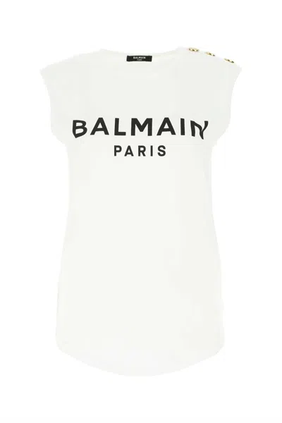 Balmain White Cotton Tank Top