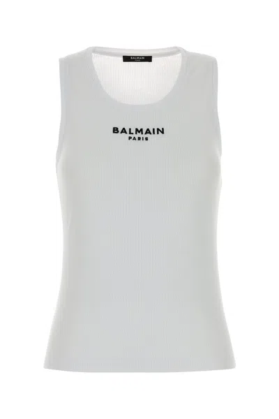 Balmain White Cotton Tank Top