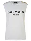 Balmain Logo Cotton Jersey Tank Top In White