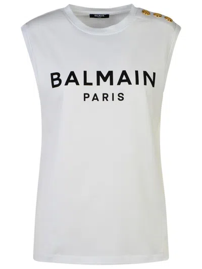BALMAIN BALMAIN WHITE COTTON TANK TOP