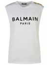 Balmain Logo Cotton Jersey Tank Top