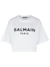 Balmain Logo Cotton Jersey Cropped T-shirt
