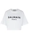 Balmain Logo Cotton Jersey Cropped T-shirt In White