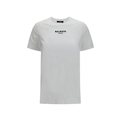 Balmain Crew Neck Nylon Blend Silk Top In White