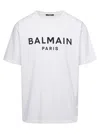 Balmain White Crewneck T-shirt With Contrasting Logo Lettering Print