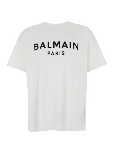 BALMAIN BALMAIN MEN WHITE CREWNECK T-SHIRT WITH LOGO LETTERING ON THE FRONT IN COTTON MAN