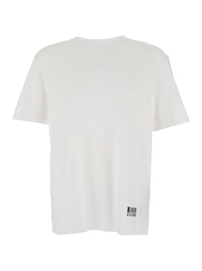 BALMAIN WHITE CREWNECK T-SHIRT WITH LOGO LETTERING PRINT ON THE FRONT IN COTTON MAN