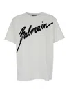 Balmain White Crewneck T-shirt With Maxi Logo Lettering On The Front In White