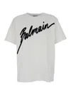 Balmain White Crewneck T-shirt With Maxi Logo Lettering On The Front In White