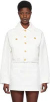 Balmain Cropped Denim Jacket With Decorative-buttons In 0fa Blanc