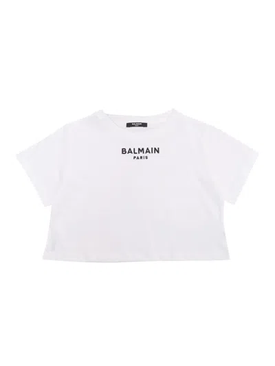 Balmain Kids' White Cropped T-shirt